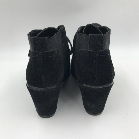 Franco Sarto Booties Size 8.5M Black Suede Armelle Ankle Lace Up Wedge - Picture 5 of 12